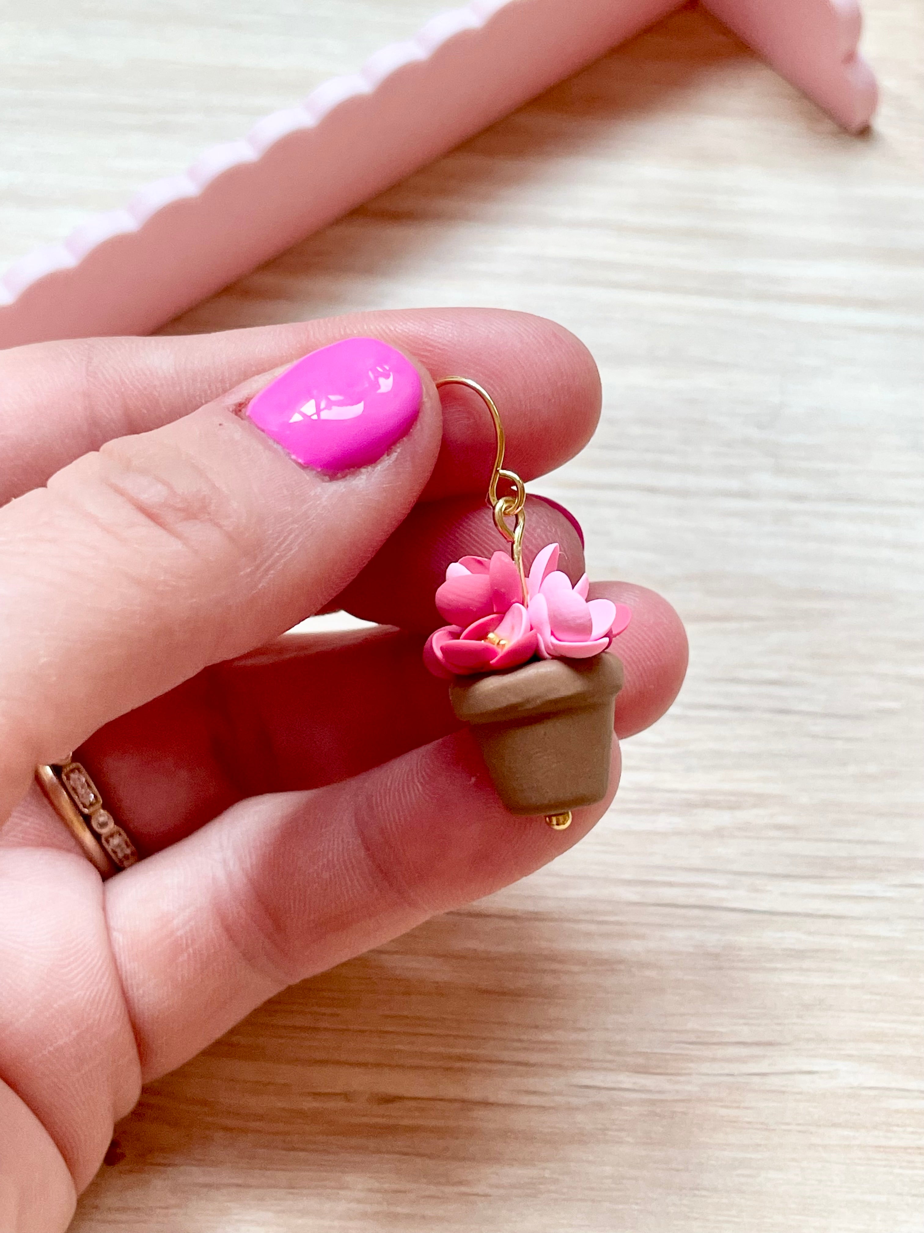 Blue & Pink Potted Spring Flowers