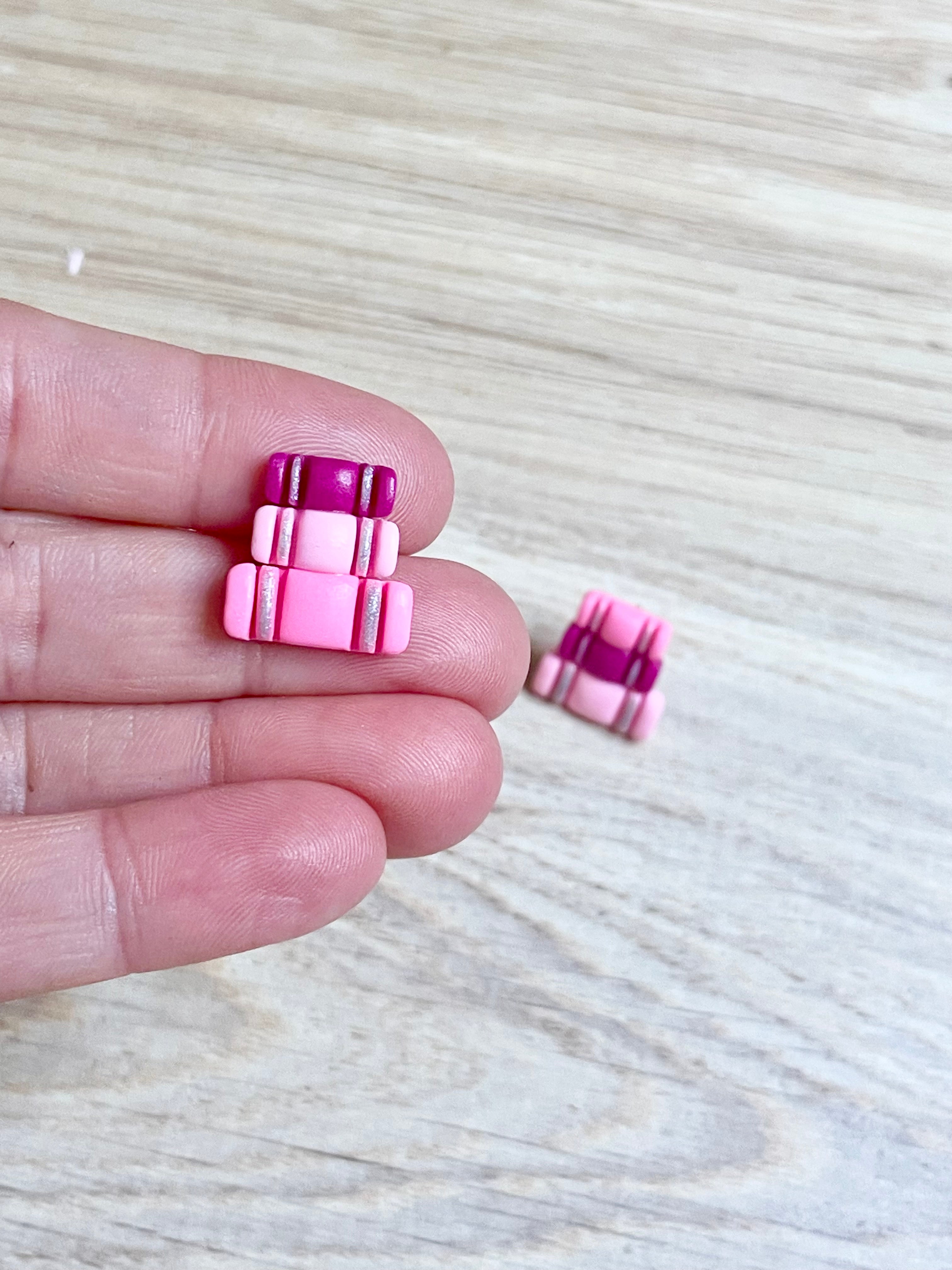 Neon Pink Book Stack Studs