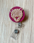 Maroon Cheetah Badge Reel