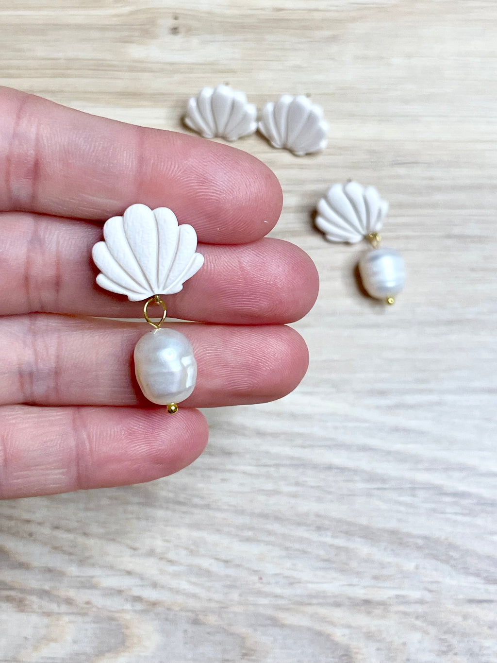 Shell Studs and Shell Pearl Dangles