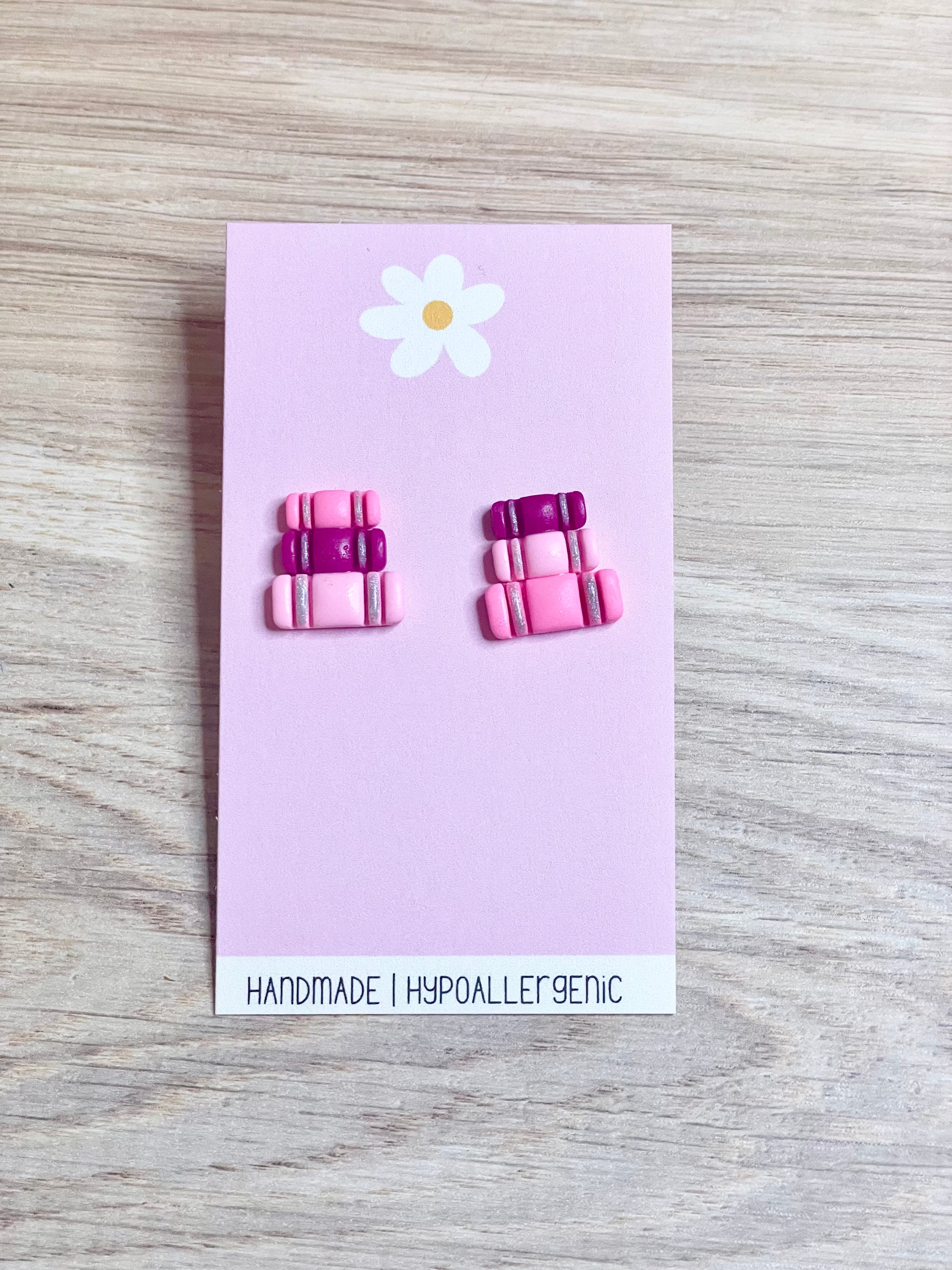 Neon Pink Book Stack Studs