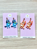 Blue and Orange Dog Sisters Dangles