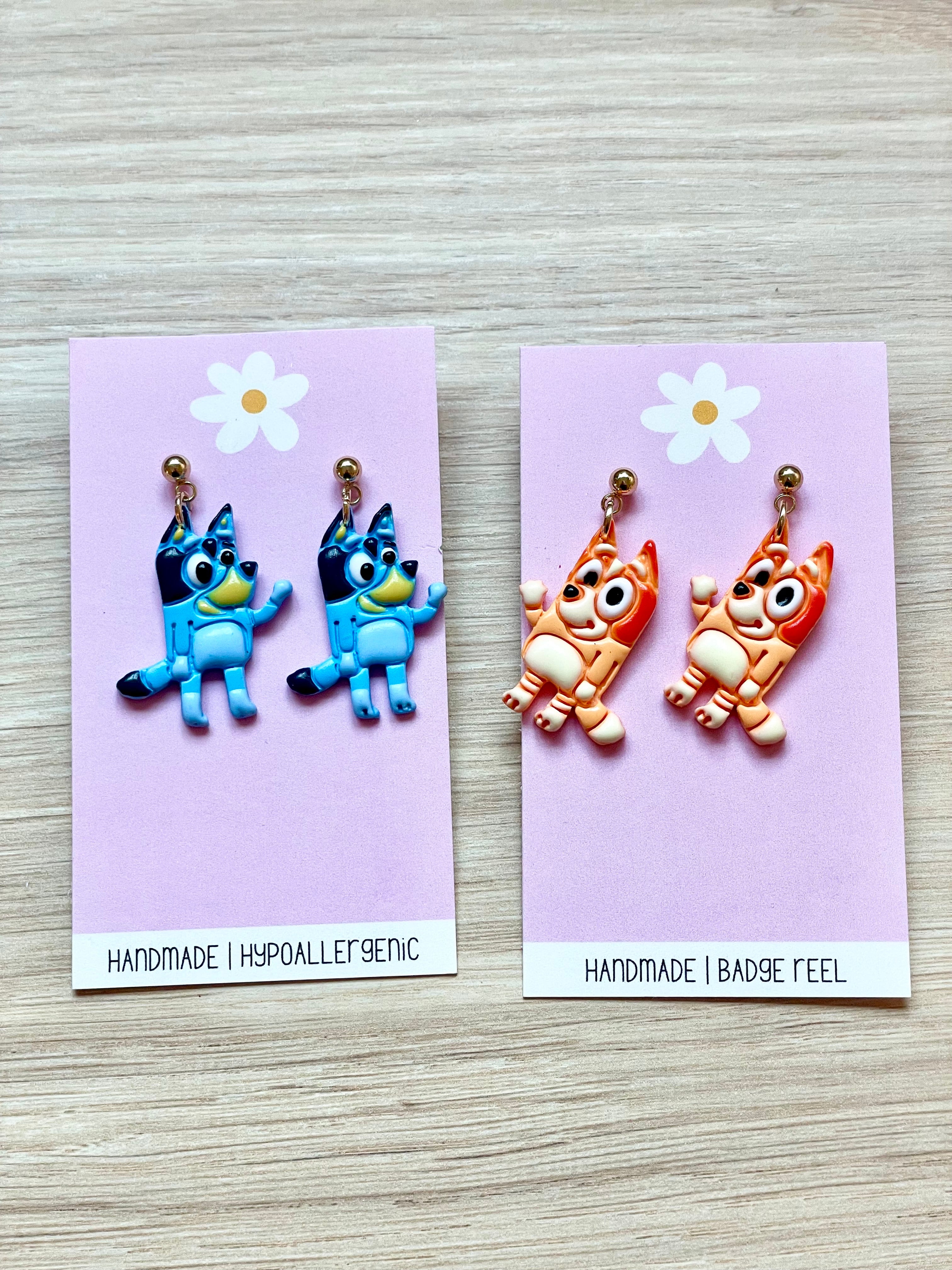 Blue and Orange Dog Sisters Dangles