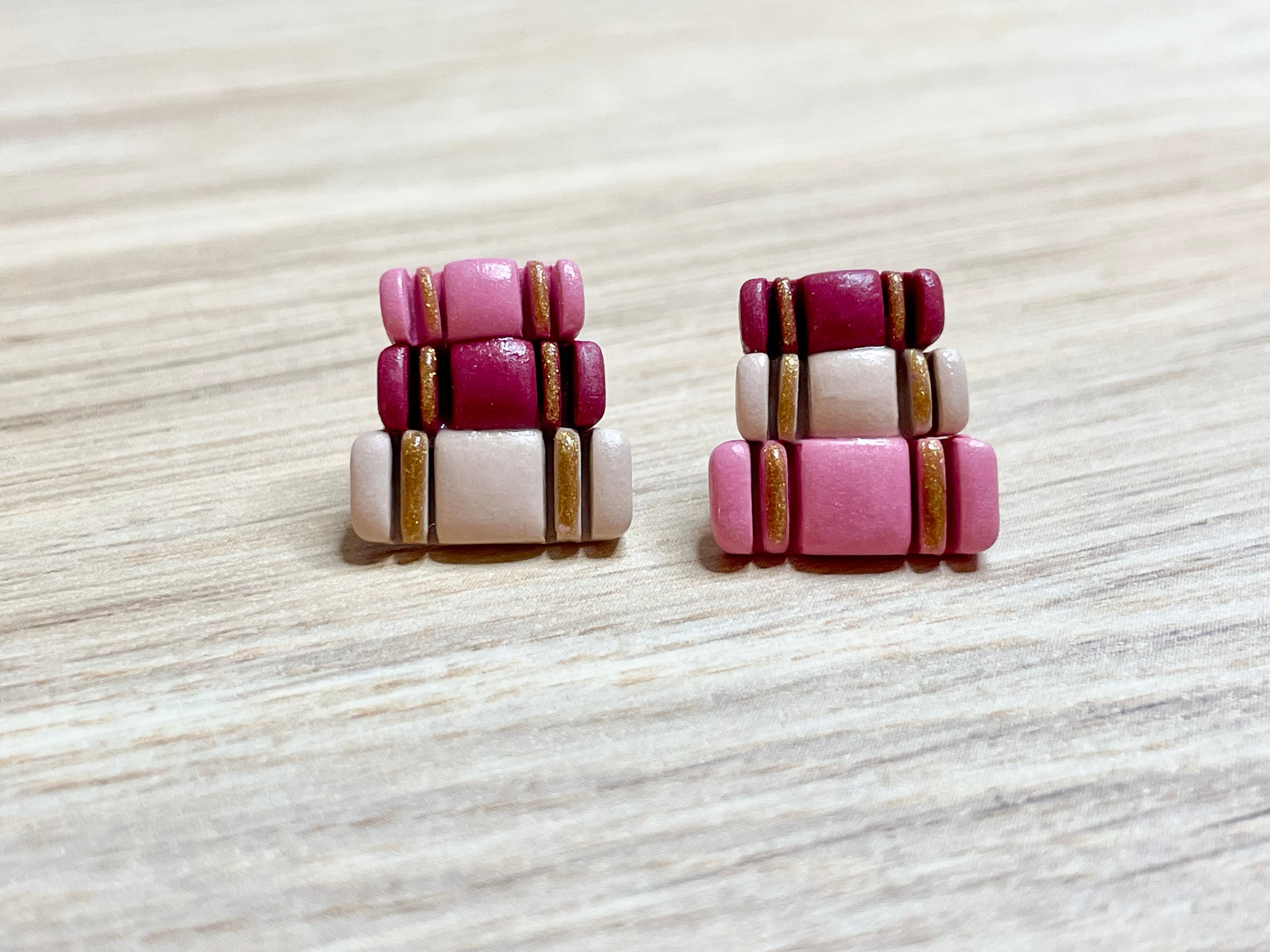 Shades of Pink Book Stack Studs