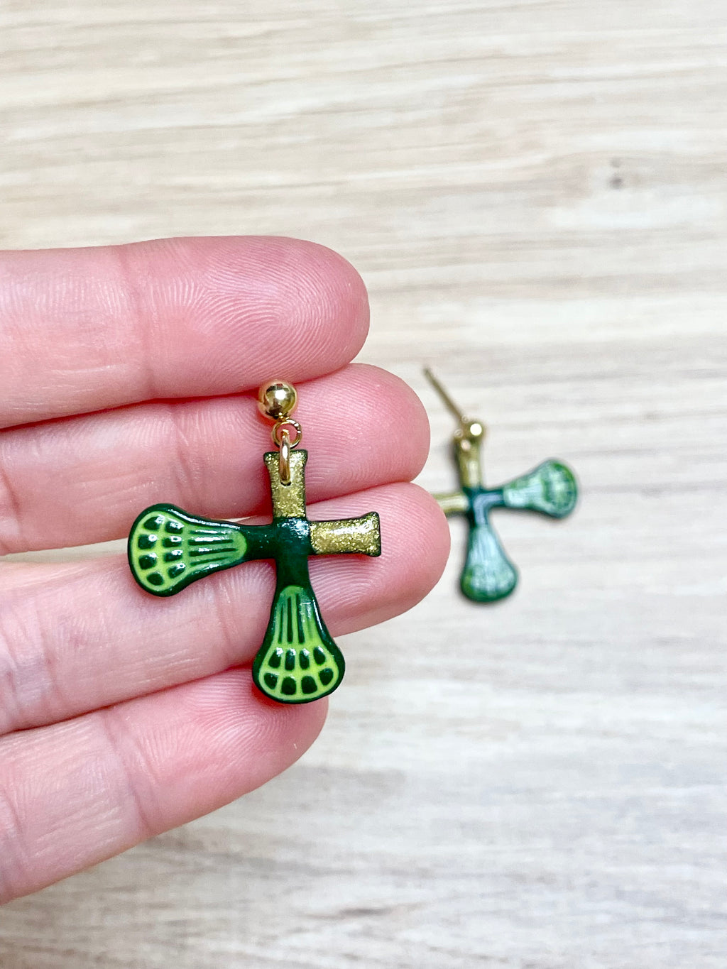 Green and Yellow Lacrosse Dangles