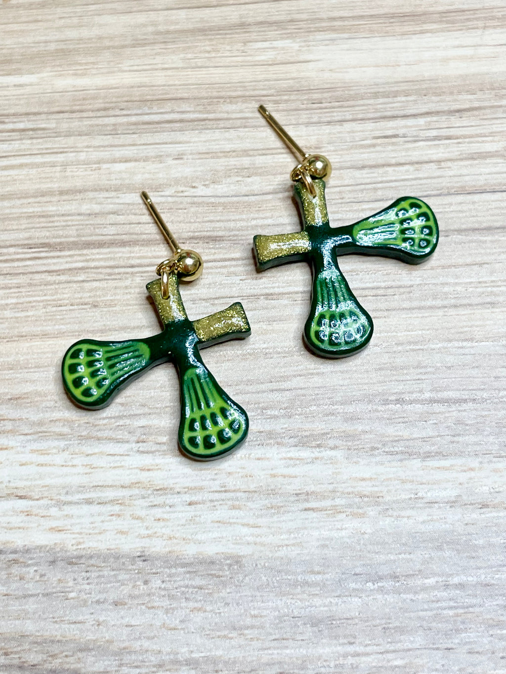 Green and Yellow Lacrosse Dangles