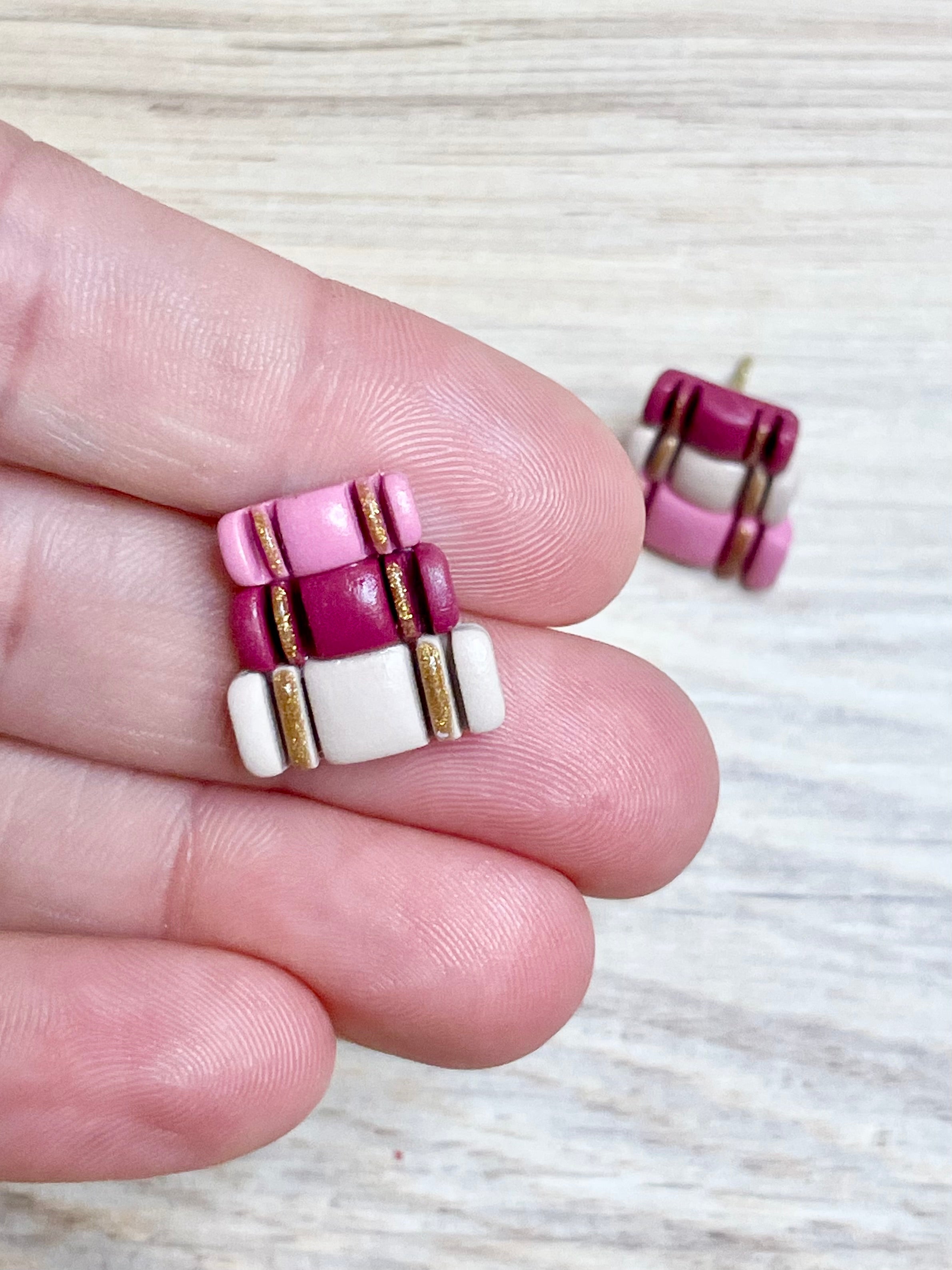 Shades of Pink Book Stack Studs