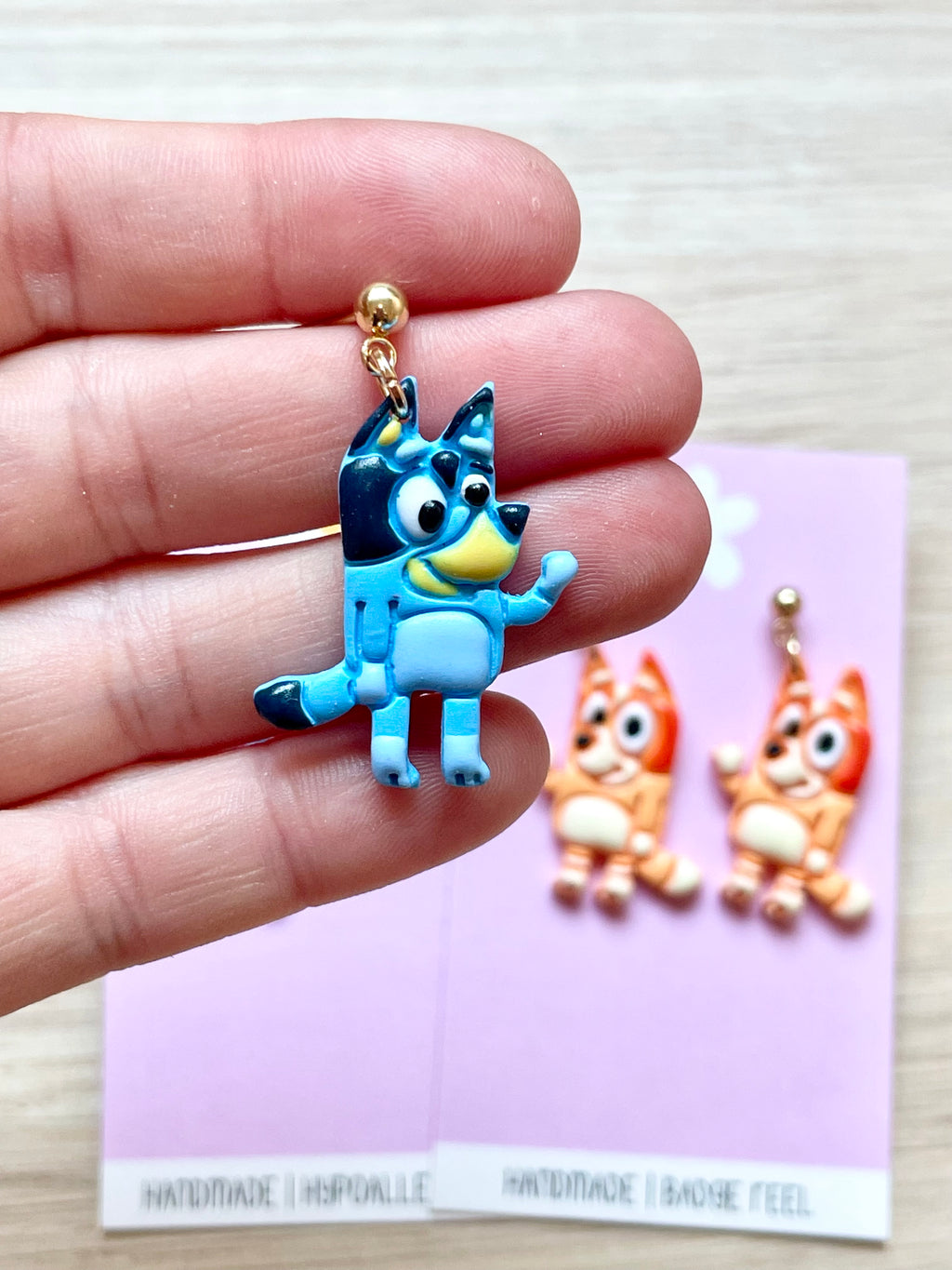 Blue and Orange Dog Sisters Dangles