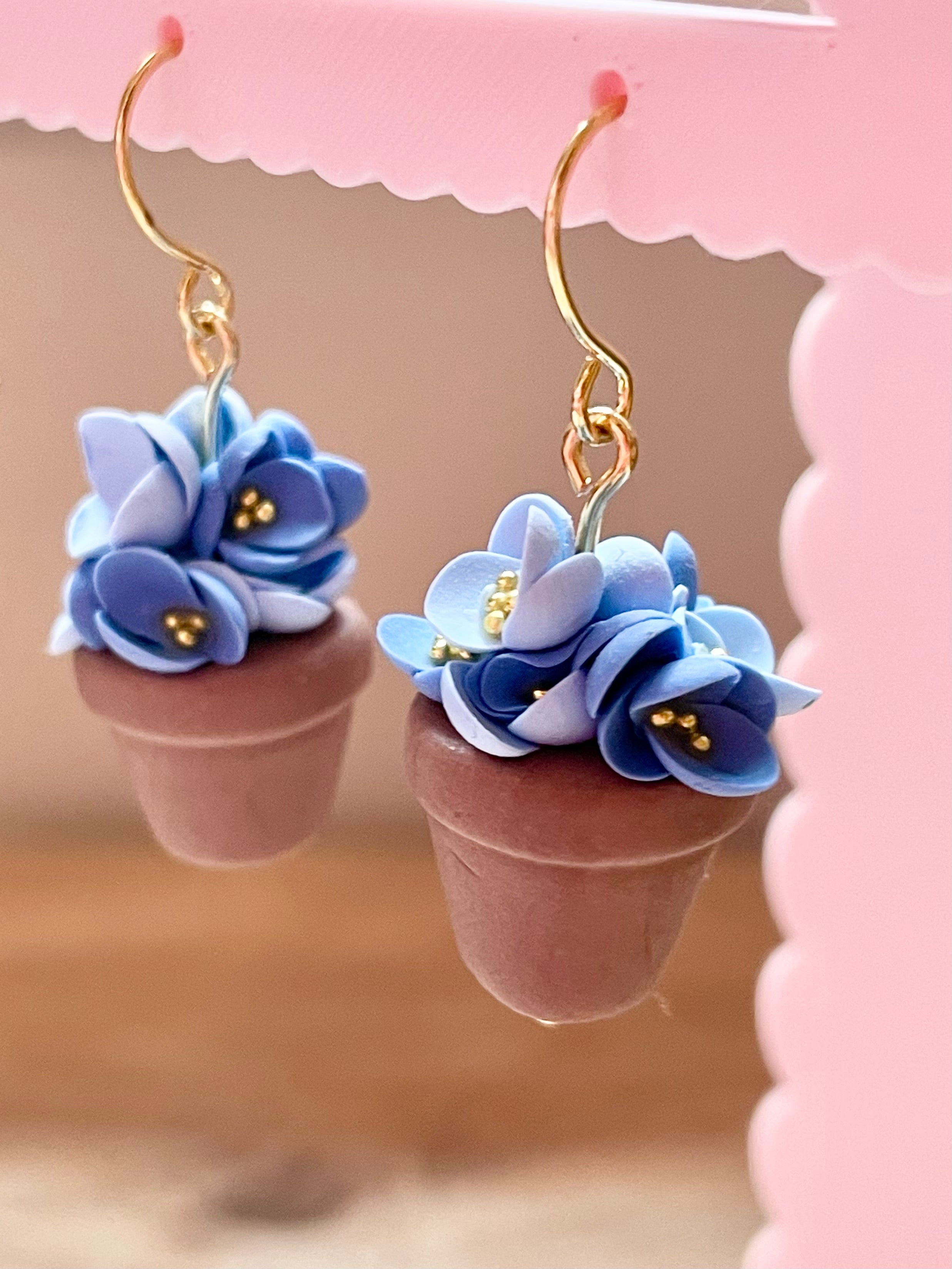 Blue & Pink Potted Spring Flowers