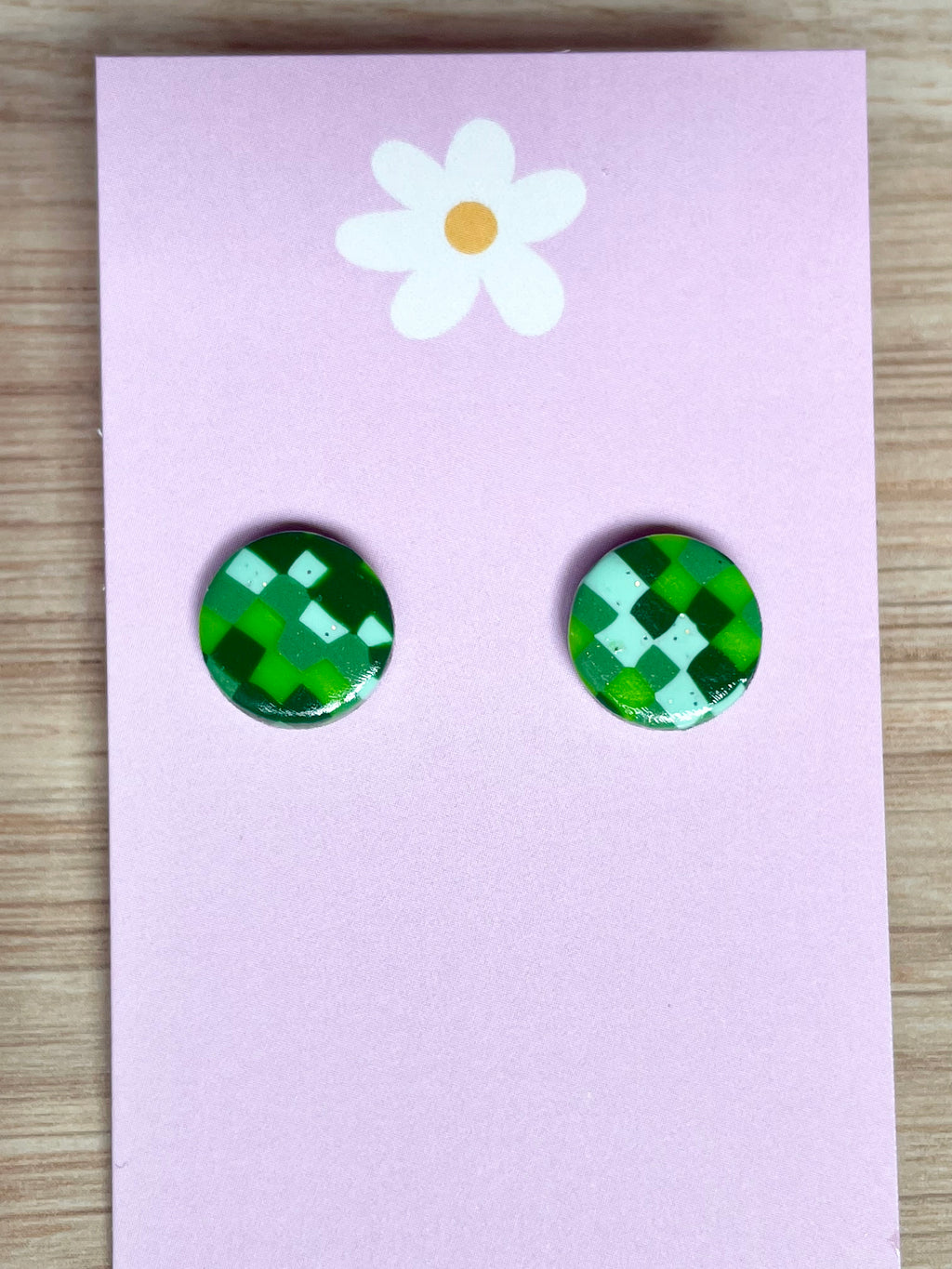 Green Checkered Studs
